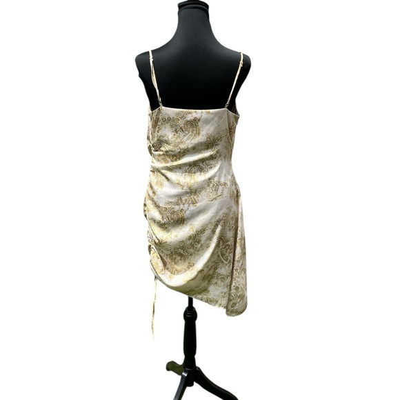 Women’s Garage Cream and Gold Asymmetrical Summer Dress Size P/S - Picture 2 of 4